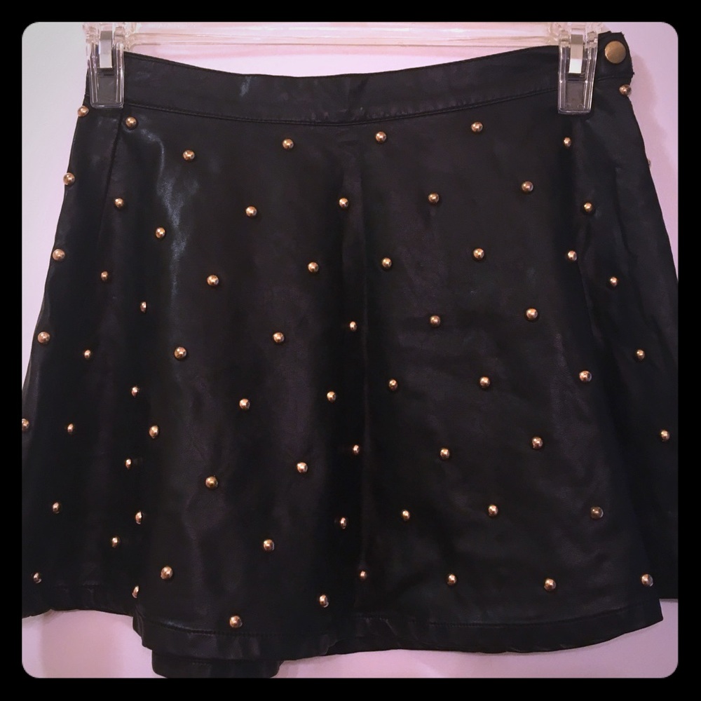 Leather studded skirt